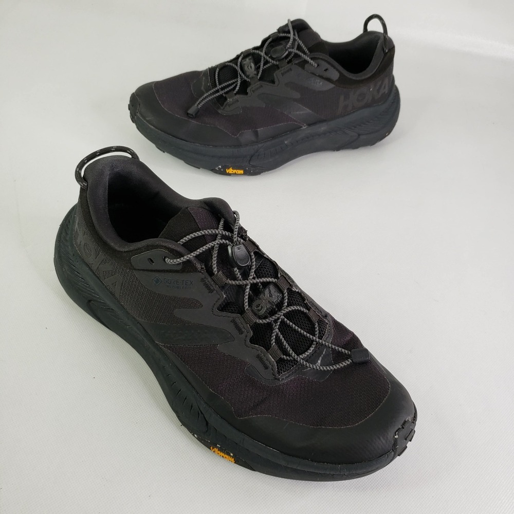 Hoka Transport Sneakers Shoes Mens Size 9.5 Black Gore-Tex Vibram Waterproof - Picture 1 of 9